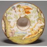 A CASTELLI MAIOLICA TREMBLEUSE, MID 18TH C, PAINTED WITH A SATYR AND SEMI-NAKED SLEEPING NYMPH