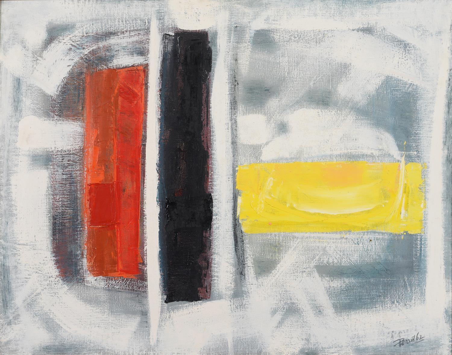 MODERN BRITISH SCHOOL, 1962 - UNTITLED (ABSTRACT), TWO, BOTH SIGNED (PERRIN) AND DATED '62, OIL ON