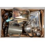 MISCELLANEOUS PLATED WARE, INCLUDING NAPKIN RINGS, ENTREE DISHES, CANDLESTICKS, FLATWARE, ETC