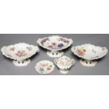 ONE NEW HALL AND TWO MINTON BONE CHINA COMPORTS, C1824-26, OF SIMILAR DROPPED SHELL MOULDED
