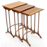 A GEORGE IV ROSEWOOD NEST OF TABLES, C1820, CROSSBANDED IN SATINWOOD AND LINE INLAID, 75CM H; 51 X
