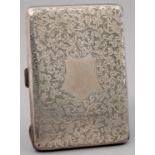 A VICTORIAN SILVER AIDE MEMOIRE, LINED IN KID LEATHER WITH IVORY TABLET AND A STYLUS, ENGRAVED