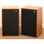 VINTAGE STEREO EQUIPMENT. A PAIR OF WHARFDALE DOVEDALE III HI-FI LOUD SPEAKERS, 61CM H; 36 X 31CM