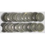 TWENTY PEWTER PLATES