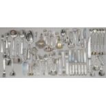 MISCELLANEOUS NORWEGIAN AND CONTINENTAL SILVER FLATWARE, 19TH C AND LATER, VARIOUS PATTERNS AND