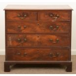 A VICTORIAN MAHOGANY CHEST OF DRAWERS, LATE 19TH C, IN GEORGE III STYLE, WITH COCKBEADED DRAWERS, ON