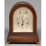 A GERMAN OAK BRACKET CLOCK, C1900, THE SILVERED DIAL WITH SUBSIDIARY CHIME/SILENT AND REGULATION