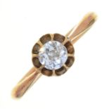 A DIAMOND SOLITAIRE RING WITH OLD CUT DIAMOND, IN GOLD MARKED 18CT, 2.1G, SIZE L½ Light wear
