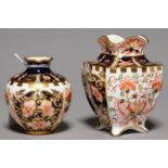 TWO ROYAL CROWN DERBY WITCHES PATTERN VASES, 1912 AND 19, 74 AND 96MM H, PRINTED MARK Good