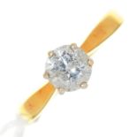 A DIAMOND SOLITAIRE RING, IN GOLD, UNMARKED, 5.3G, SIZE P The diamond approx 1ct but heavily