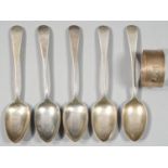 A SET OF FIVE GEORGE III SILVER TEASPOONS, OLD ENGLISH PATTERN, BY THOMAS BOWEN OR BAMFORD, LONDON