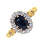 A SAPPHIRE AND DIAMOND CLUSTER RING IN 18CT GOLD, 2006, 3.3G Good condition