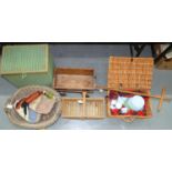 VATRIOUS LLOYD LOOM AND OTHER BASKETS, CHILDREN'S PULL ALONG TROLLEY, ETC