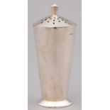 AN ART DECO SILVER SUGAR CASTER AND COVER, 13.5CM H, MARKS RUBBED, BY F H ADAMS AND HOLMAN,