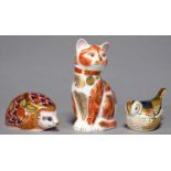 THREE ROYAL CROWN DERBY IMARI PAPERWEIGHTS, INCLUDING CHURCHILL'S CAT JOCK VI OF CHARTWELL,