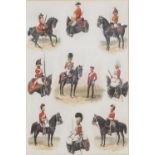 RICHARD SIMKIN (1850-1926) - UNIFORMS OF THE LIFE GUARDS 1660-1854, SIGNED, WATERCOLOUR, 45 X 30CM