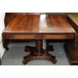 A GEORGE IV ROSEWOOD SOFA TABLE, C1830, THE TOP FITTED WITH TWO DRAWERS AND OPPOSING BLIND