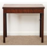 A GEORGE III MAHOGANY CARD TABLE, LATE 18TH C, 71CM H; 81 X 40CM Top faded and split, numerous