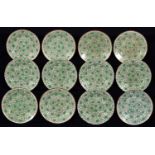 TWO SETS OF FIVE AND SEVEN MATCHING SPODE EARTHENWARE DESSERT PLATES, C1810 AND LATER 19TH C,