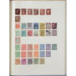 POSTAGE STAMPS.  A COLLECTION OF GREAT BRITAIN, EMPIRE AND FOREIGN POSTAGE STAMPS ON LEAVES, IN FOUR