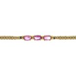 A RUBY BRACELET, IN GOLD, 18CM L, MARKED 14K 585, 3.2G Good condition