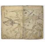 FURUYAMA MORISHIGE (1684-1704) ILLUSTRATED BIRD BOOK, COVER A LATER ATTACHMENT, 26 X 18CM, 28 PAGES