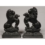 TWO  VICTORIAN CAST IRON LION PATTERN DOOR STOPS, 19TH C, 38CM H AND C Good condition