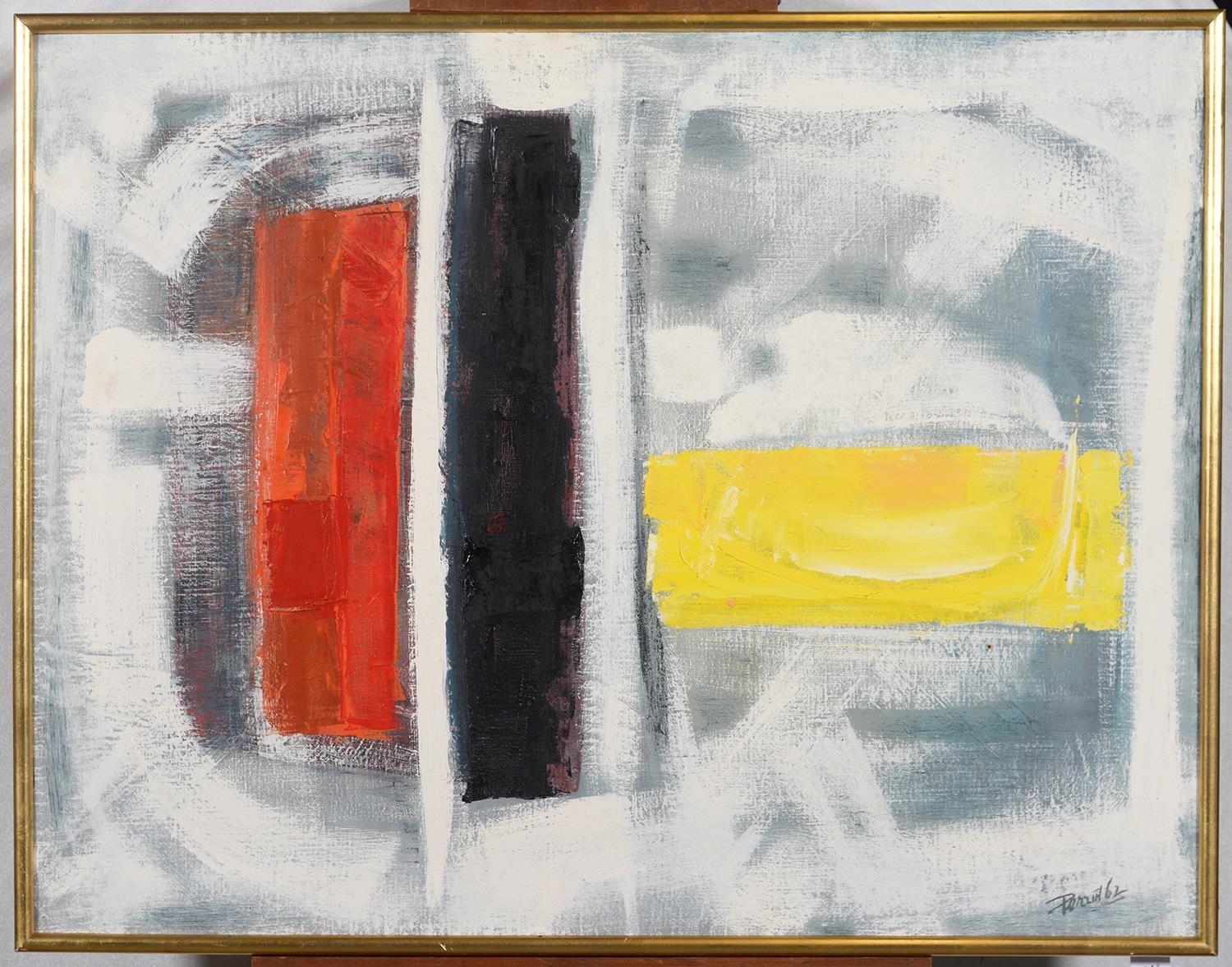 MODERN BRITISH SCHOOL, 1962 - UNTITLED (ABSTRACT), TWO, BOTH SIGNED (PERRIN) AND DATED '62, OIL ON - Image 2 of 6