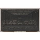 A WEDGWOOD BLACK BASALT TABLET INTAGLIO (IN REVERSE), LATE 19TH C, 78 X 128MM, IMPRESSED WEDGWOOD