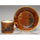 A RARE SEVRES COFFEE CAN AND SAUCER, GOBELET LITRON ET SOUCOUPE, 1779 OF THE FOURTH SIZE, THE FOND