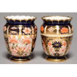 TWO ROYAL CROWN DERBY IMARI AND WITCHES PATTERN VASES, 1916 AND 20, PRINTED MARK, 83MM H Good