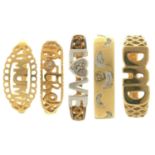 FIVE GOLD RINGS,10.7g,  SIZES M, N, P Good condition
