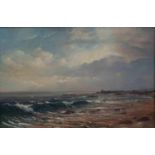 ALFRED ALLAN (FL MID 20TH CENTURY) - WAVES BREAKING ON A SCOTTISH BEACH, SIGNED, OIL ON CANVAS, 61 X