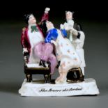 "THE LOVERS DISTURBED". A GERMAN PORCELAIN FAIRING, C1865, THE UNDERSIDE UNGLAZED, 95MM H, INCISED