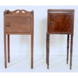 TWO MAHOGANY TRAY TOP POT CUPBOARDS, EARLY 19TH C, ONE ON RING TURNED LEGS, 76CM H; 32 X 33CM AND
