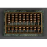 A GILT BRASS ABACUS DESK WEIGHT, ON GREEN MARBLE BASE, 20TH C, 60 X 90MM Good condition, originally