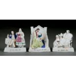 "IF YOU PLEASE SIR", "THE ATTENTIVE MAID" AND "COMING FROM THE BALL". THREE GERMAN PORCELAIN