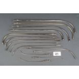 ONE AND A SET OF THREE ENGLISH SILVER CATHETERS, BY DOWN, LATE 19TH / EARLY 20TH C, 14.5 - 15CM L,