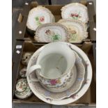 AN ENGLISH PORCELAIN PART DESSERT SERVICE, COMPRISING A PAIR OF TWO HANDLED SHALLOW SHAPED SQUARE