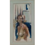DAVID NAYLOR, 20TH / 21ST C - FEMALE NUDE, SIGNED, WATERCOLOUR, 46 X 21.5CM Good condition