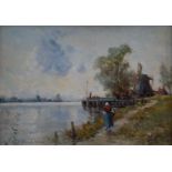 ALFRED SANDERSON EDWARD, RBA (1852-1915) - ON THE RIVER MAAS NEAR DORDRECHT HOLLAND, SIGNED (A S