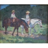 WINIFRED WILSON (1882-1973) - MORNING RIDE, SIGNED, OIL ON CANVAS, 24 X 29CM Winifred Wilson and her