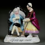 "IF OLD AGE COULD!". A GERMAN PORCELAIN FAIRING, C1862-70, THE UNDERSIDE UNGLAZED, 95MM H Some
