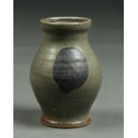 STUDIO POTTERY. SYDNEY BESWICK - VASE, 1953, STONEWARE WITH ASH AND TENMOKU GLAZE, 17CM H, INCISED