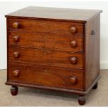 A VICTORIAN MAHOGANY CHEST COMMODE, C1840, THE HINGED TOP AND FRONT REVEALING TURNED OAK POT COVER