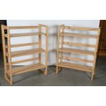 A PAIR OF BEECH FOLDING OPEN BOOKCASES, 95CM H; 71 X 29CM Numerous scuffs and scratches consistent