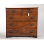 A POST REGENCY MAHOGANY CHEST OF DRAWERS, C1830, THE RECTANGULAR TOP ABOVE TWO SHORT AND THREE