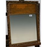 A ROWLEY GALLERY GILTWOOD AND PENWORK MIRROR, C1930, 55 X 44CM, MAKER'S PRINTED PERFORATED PICTORIAL