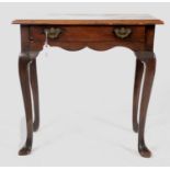 A MAHOGANY LOWBOY IN GEORGE II STYLE, LATE 19TH C, THE RECTANGULAR TOP ABOVE SINGLE DRAWER, SHAPED