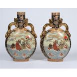 A  LARGE REPRODUCTIOIN SATSUMA STYLE BALUSTER VASE, THE WAISTED NECK WITH PAIR OF PANELS OF VASES,